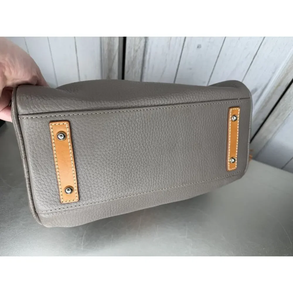 Dooney & Bourke Taupe Tan Top Handle Kendra Satchel Handle Tassel Accent